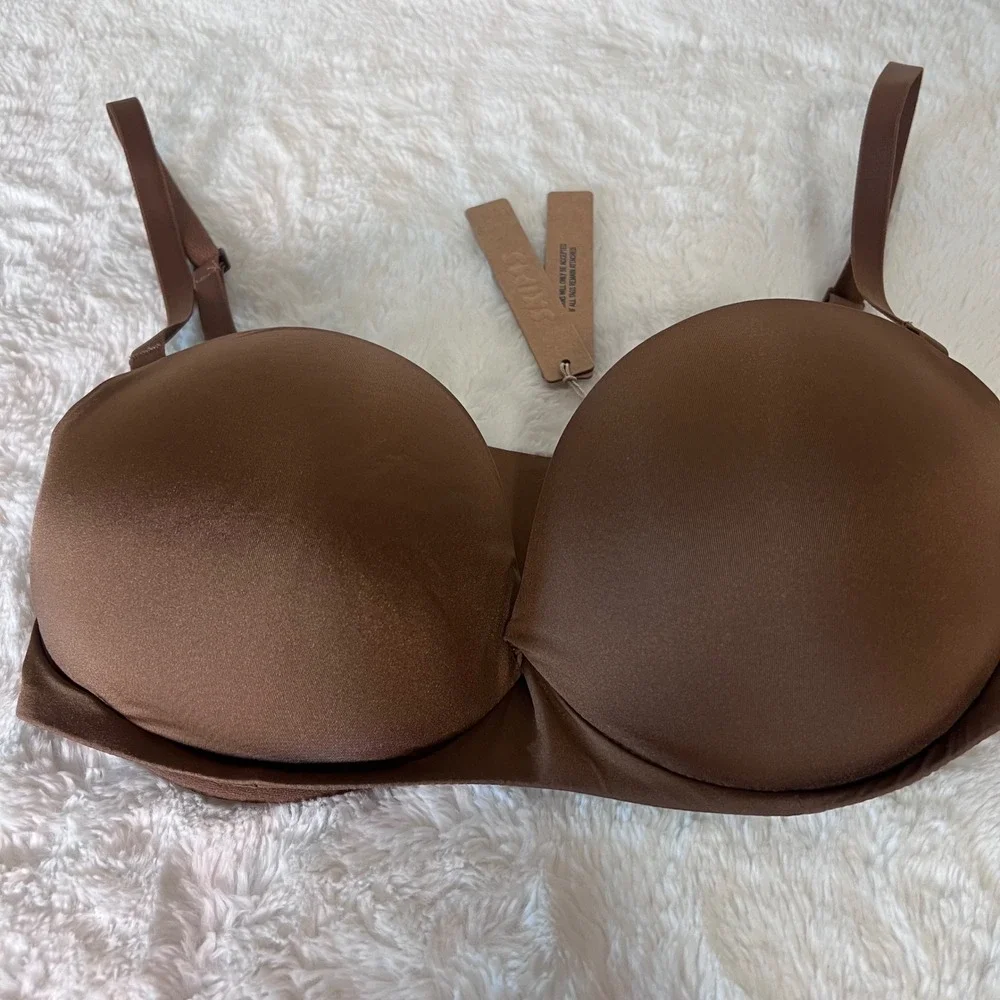SKIMS Women's Ultimate Push-Up‎ Strapless Bra Jasper Brown 32DD BA-BAN-3208 NWT